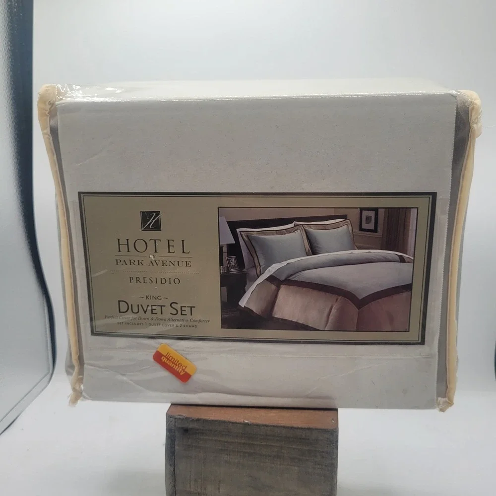 NIB King Size Hotel By Park Avenue Presidio Brown Gray‎ Duvet Cover & 2 Shams